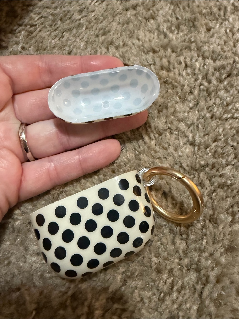 Polka Dot AirPod Case - Cream and Black